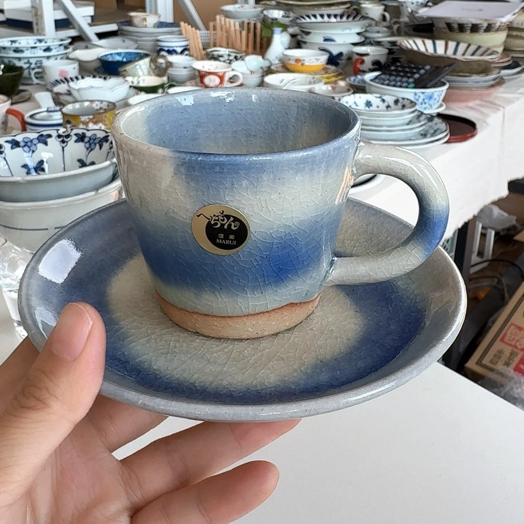 瓷片信悦烧陶咖啡杯碟