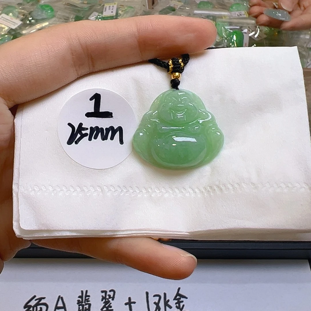 翡翠足金镶嵌吊坠(不含链)翡翠