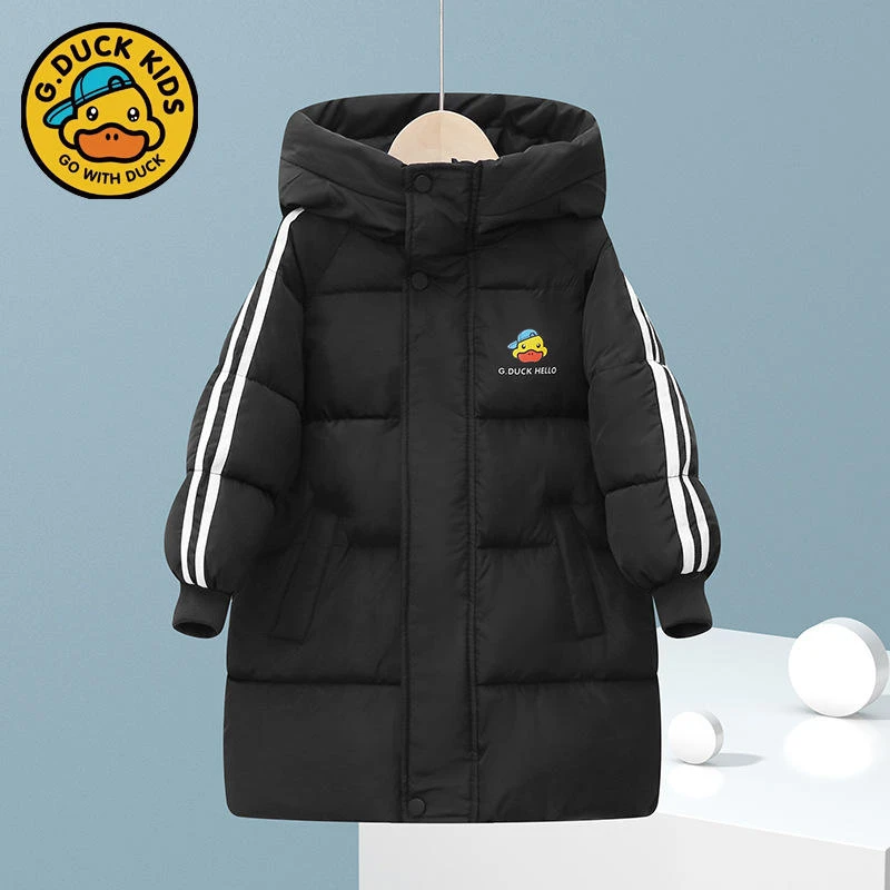 小黄鸭正品儿童棉服中长款男童女童中小童宝宝加厚冬季连帽棉袄服