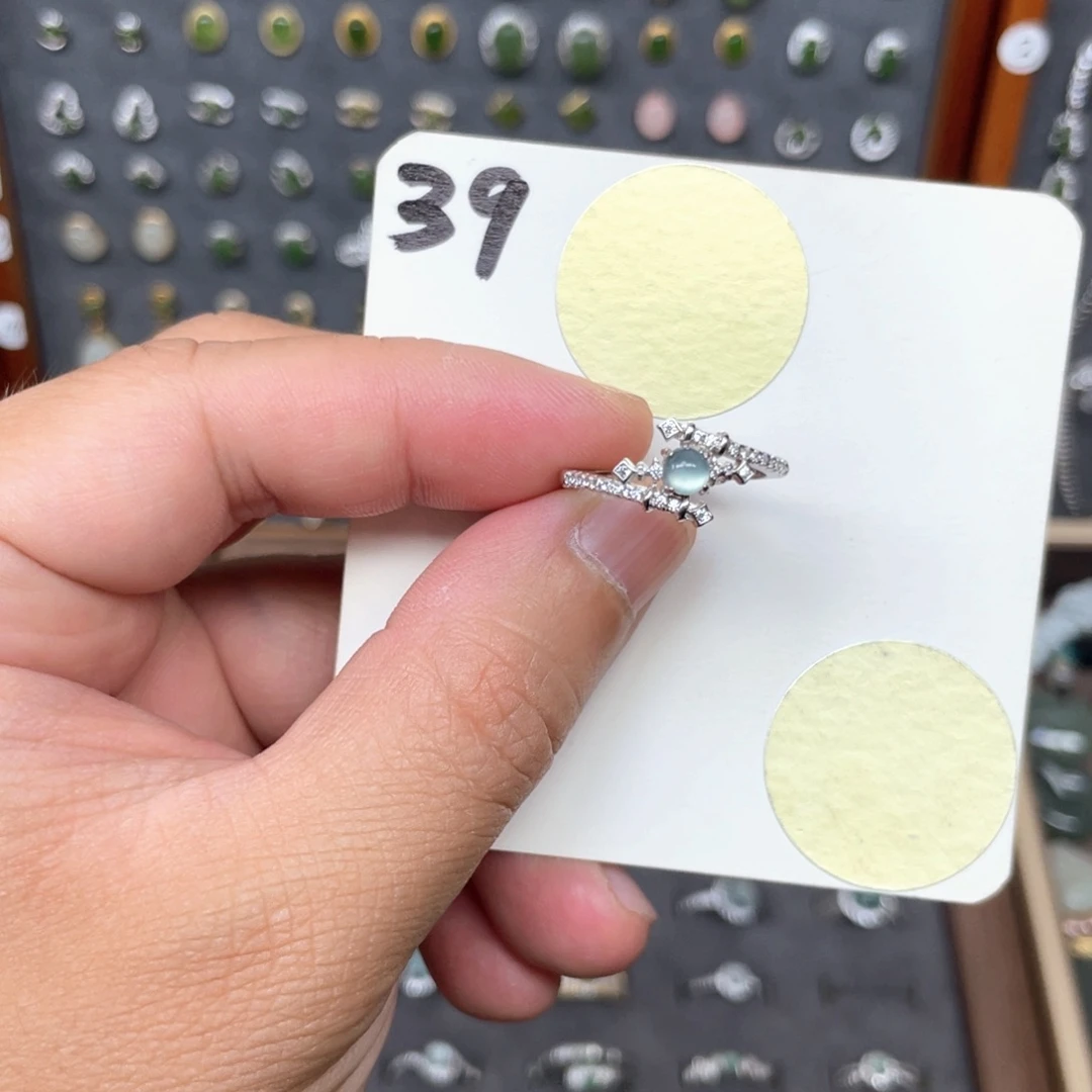 翡翠戒指银S925镶嵌翡翠39