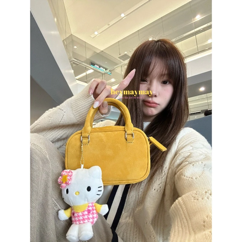 heymaymay ‘小猫日常’明黄色春夏手提包小方包波士顿包斜挎