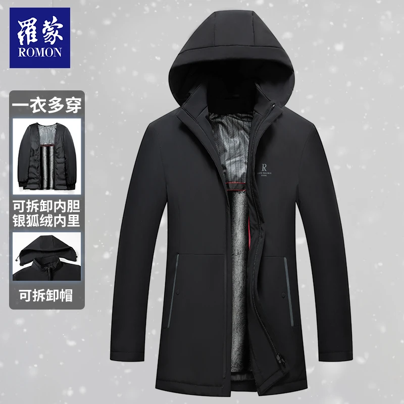 【QPTY】罗蒙男士银狐绒拼接羽绒派克服6Y218205