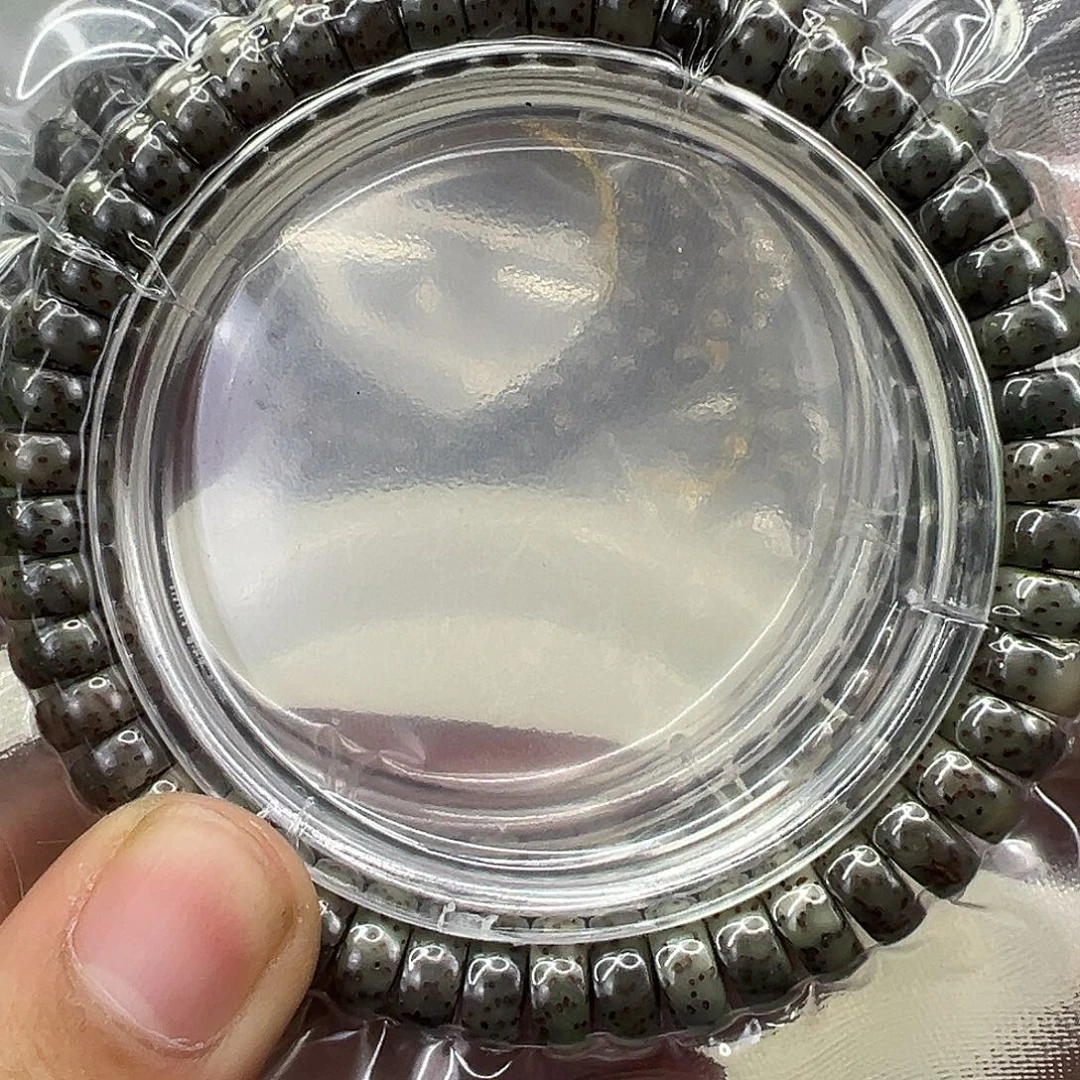 手串星月菩提88高端绿包白星月菩提单圈切片9左右