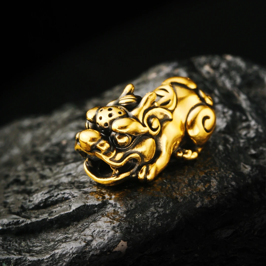 2.16克足金999复古电黑国潮貔貅复古款转运珠黑金黄金路路通
