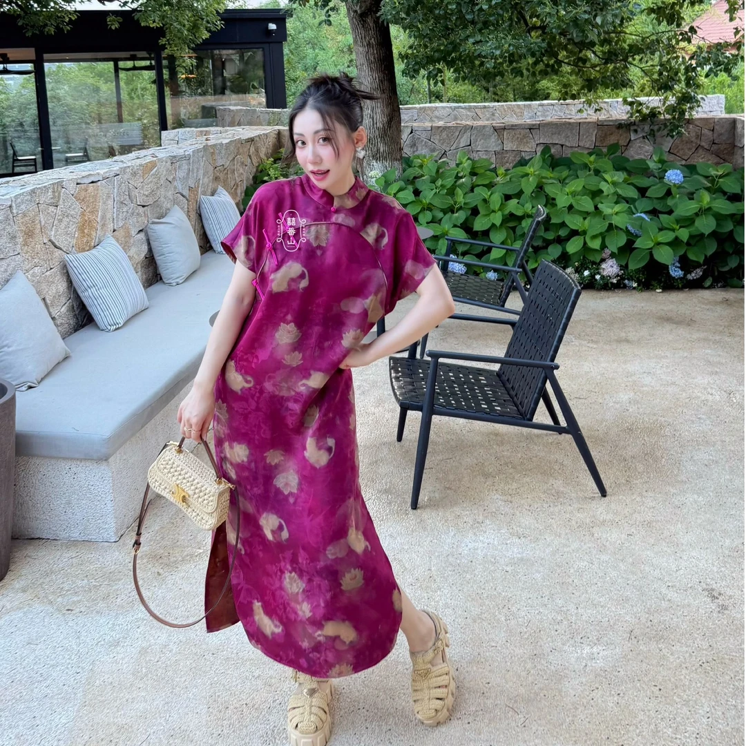 【囍番山·2025·夏季】葡萄美酒月光杯•猫咪美女·改良版旗袍