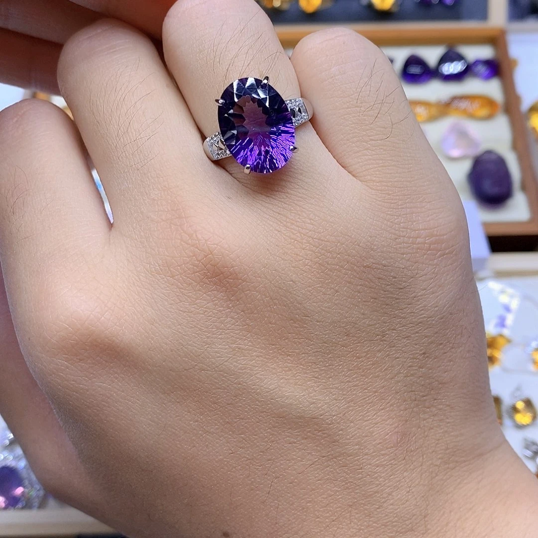 紫晶珠宝半成品银S925镶嵌