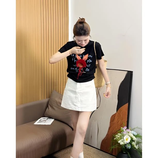 Sunshine【小红帽tee】韩系简约设计感小众立体印花工艺夏季减龄t恤