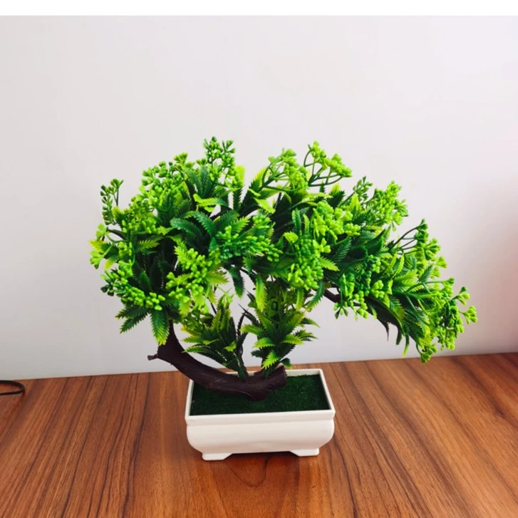仿真绿植迎客松盆栽塑料假花孔雀树盆景茶室盆景网红房间布置用品