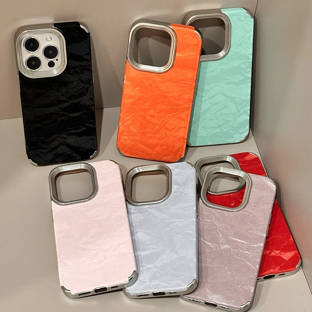 电镀绒布雪山纹手机壳适用苹果16手机壳iPhone15Pro防摔14Pro软13