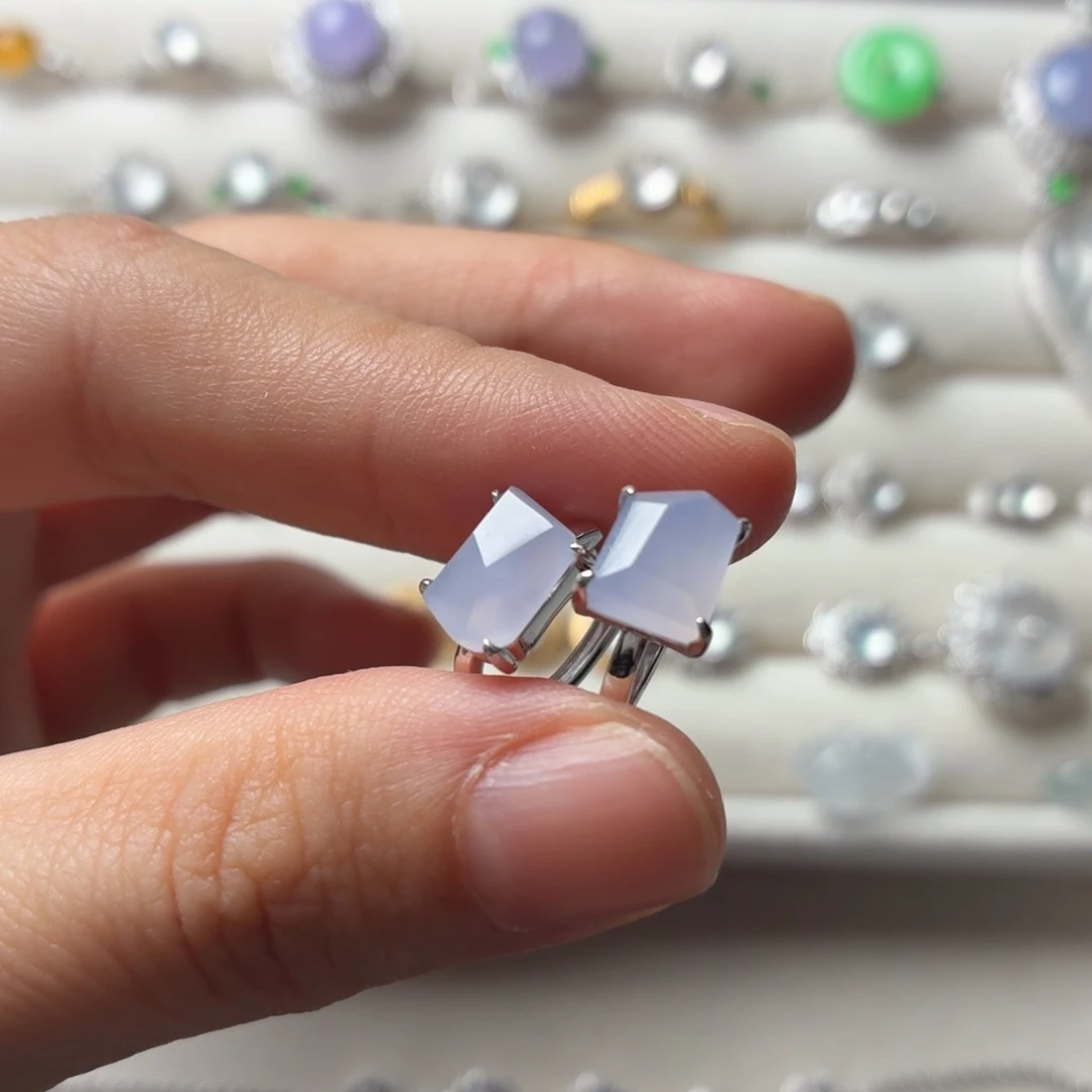 翡翠18K金镶嵌耳饰耳扣