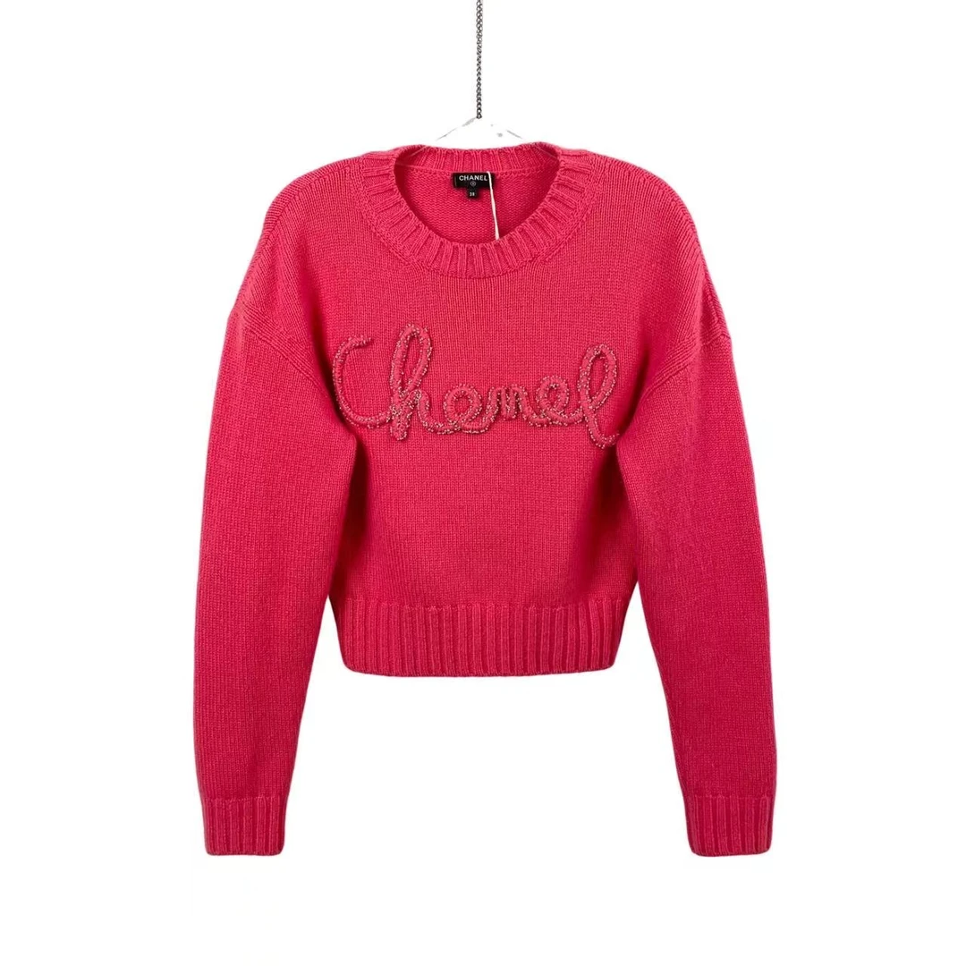 99新 Chanel/香奈儿  aa一五三五 山羊绒 串珠花毛衣 38码 98新