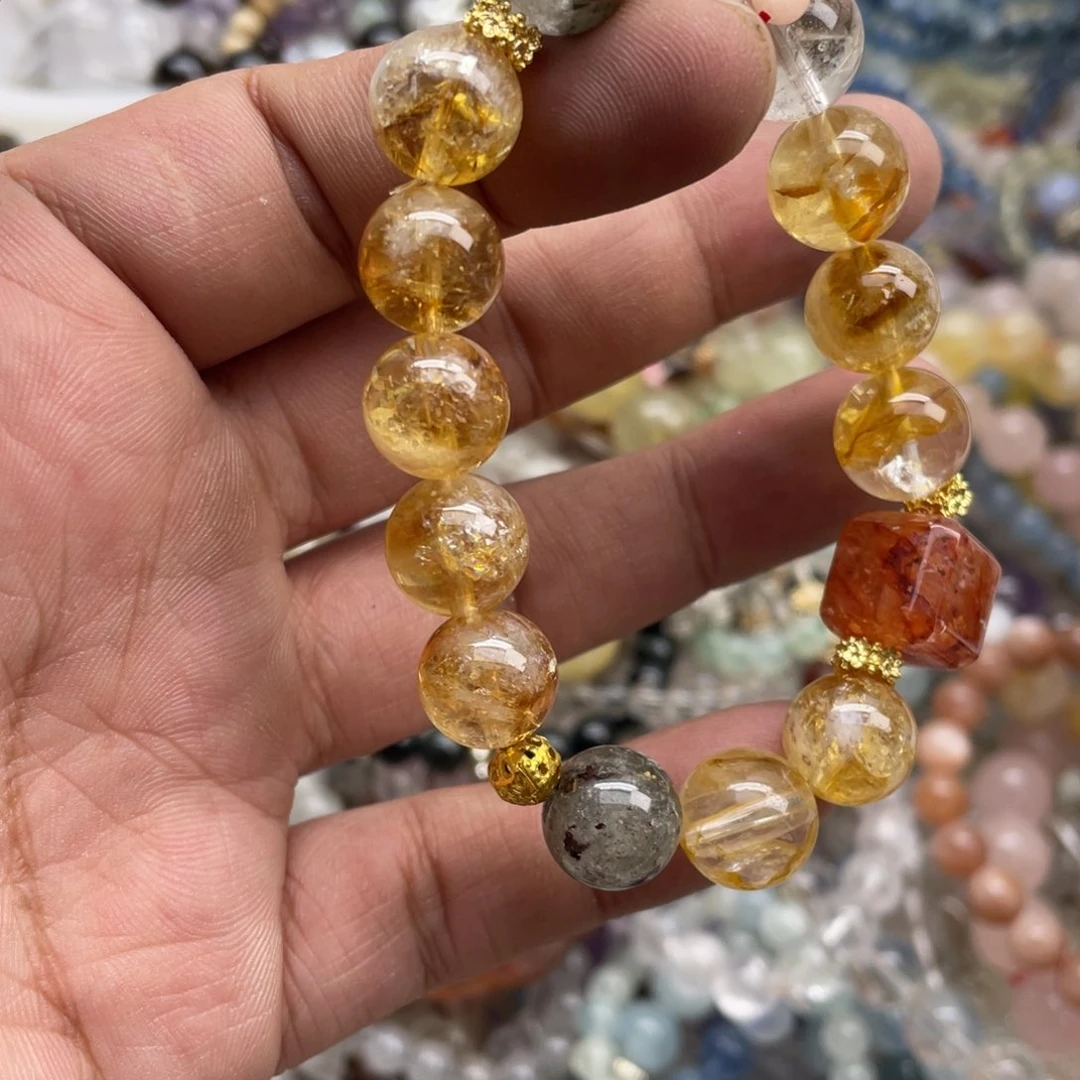 银S925镶嵌手链烟晶