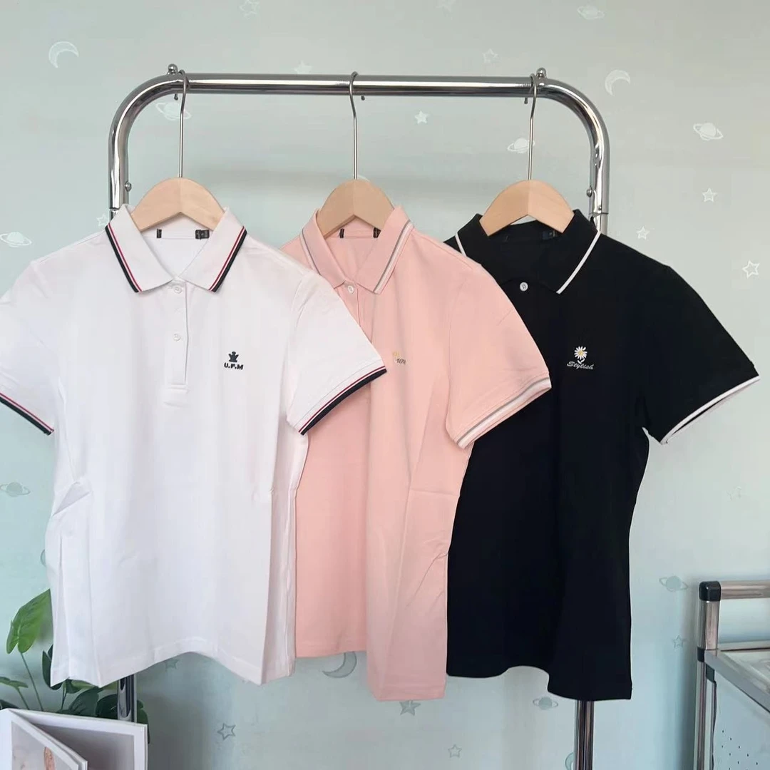 555女式经典三色翻领polo衫