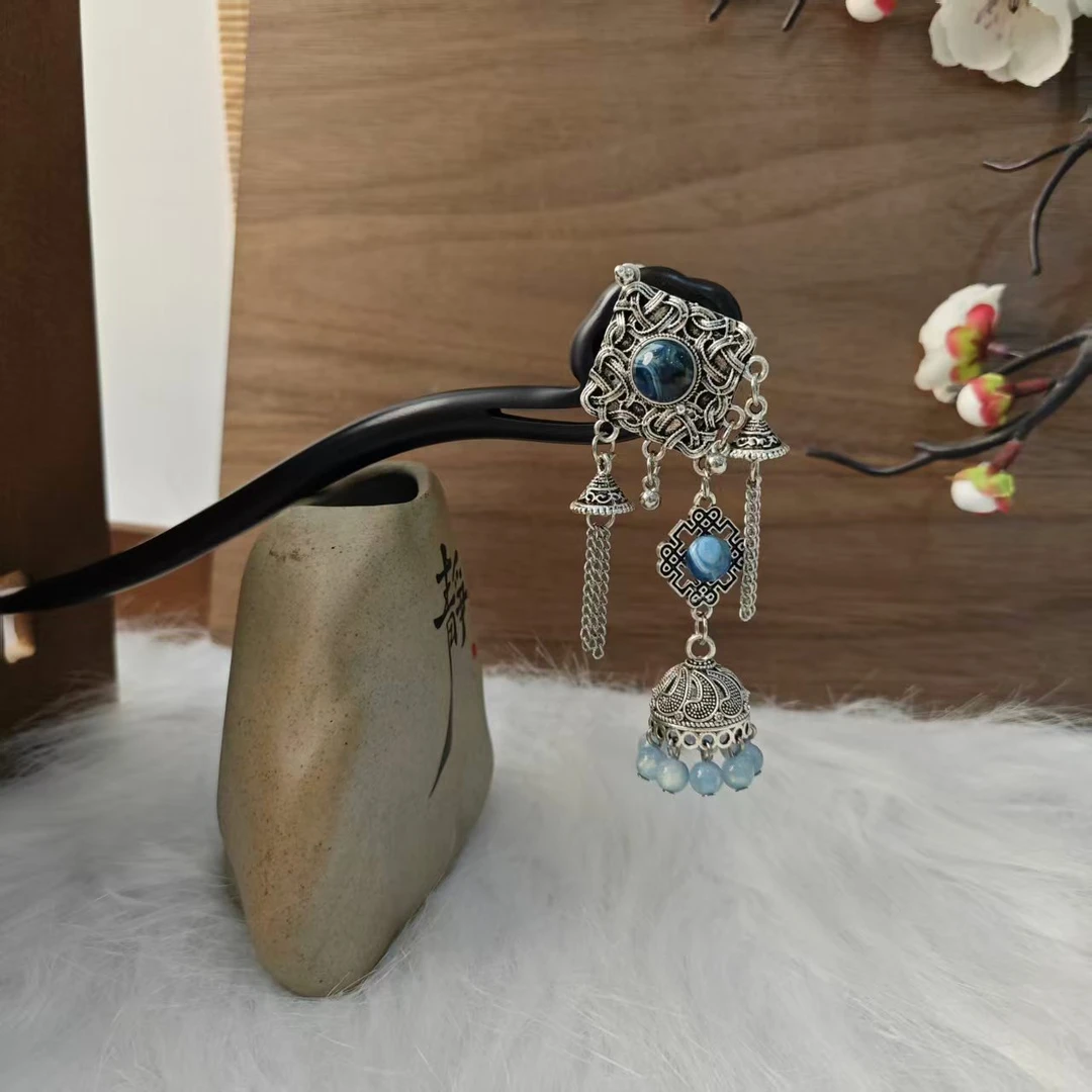 炑歌K77单簪流苏铃铛百搭时尚18公分发簪手工发簪