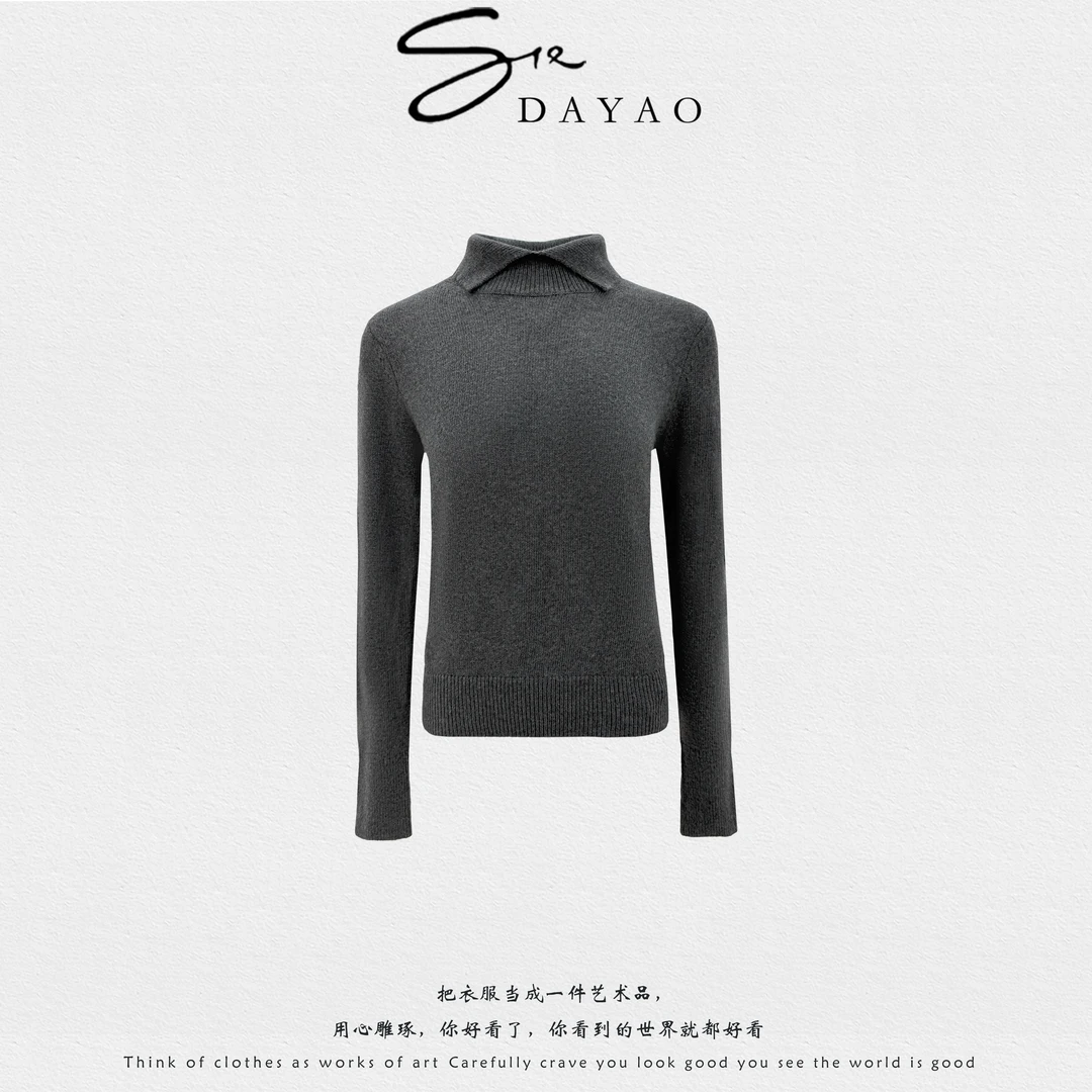 「DAYAO」25s新款POLO领袖套头保暖冬季上衣女毛针织衫WYAF251036