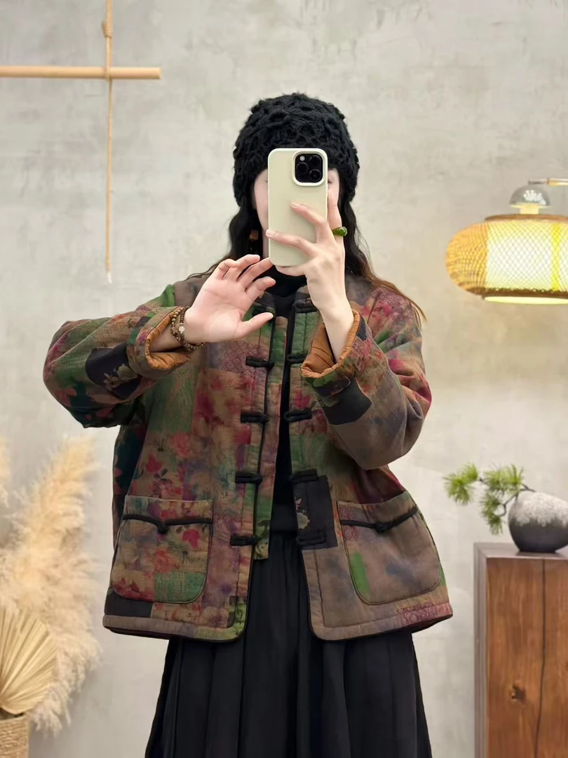 8891秋冬新款时尚气质显瘦遮肉洋气休闲女加厚宽松夹棉小棉袄外套