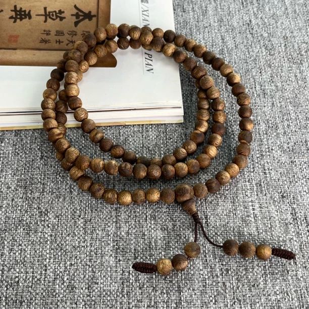 【电白沉香】A009奇楠乌身圆珠多圈6mm多样性发货一条