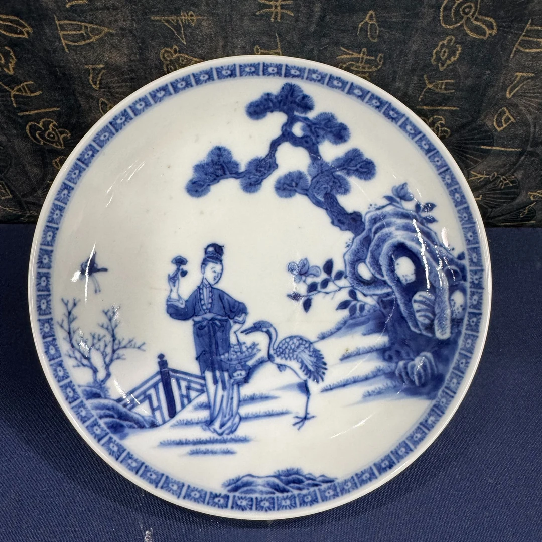 青花人物仙鹤盘4020015