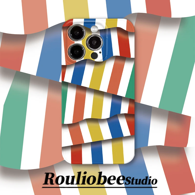 BANCA彩色不规则拼接纹适用苹果16菲林手机壳华为vivo小米oppo