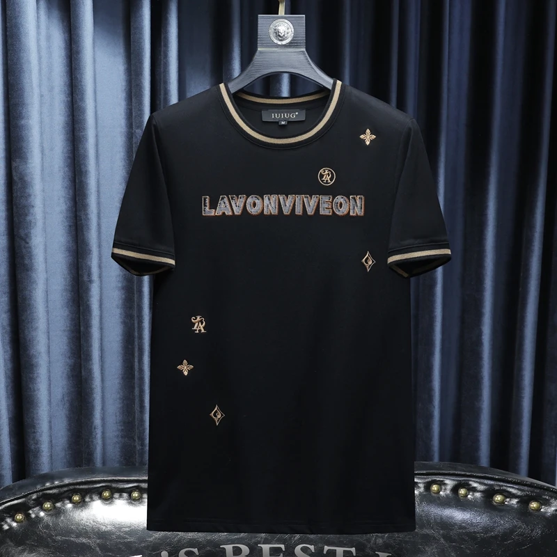 2025夏季新款IUIUG刺绣短袖圆领时尚印花轻奢T恤-87962