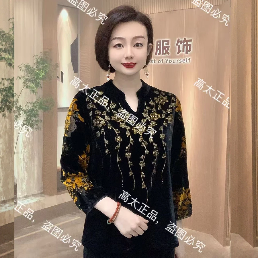 （高太正品）小v领金玉满堂丝绒衫