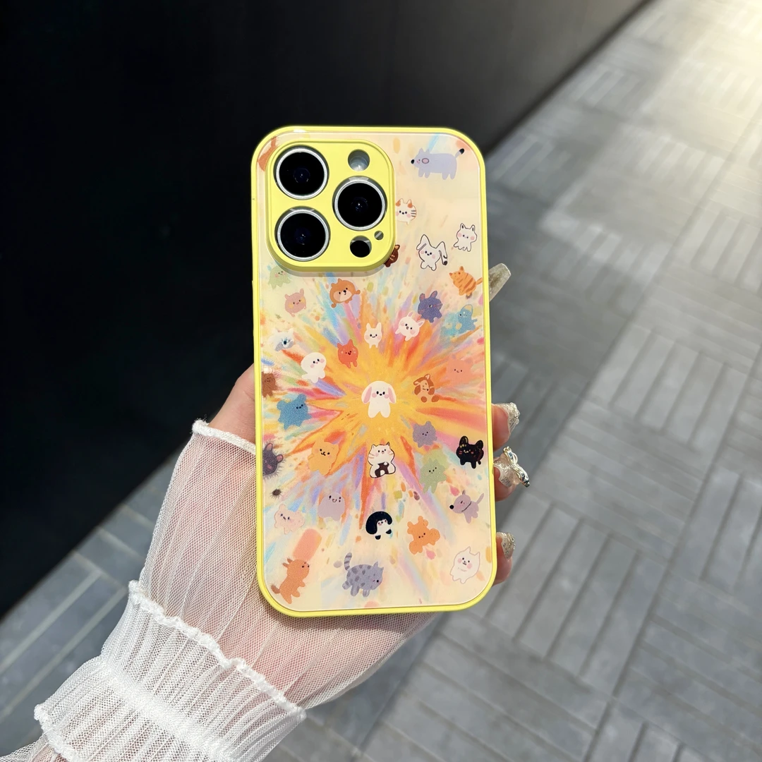苹果/华为/oppo/vivo/小米 爆炸兔子适用iPhone16肤感玻璃手机壳