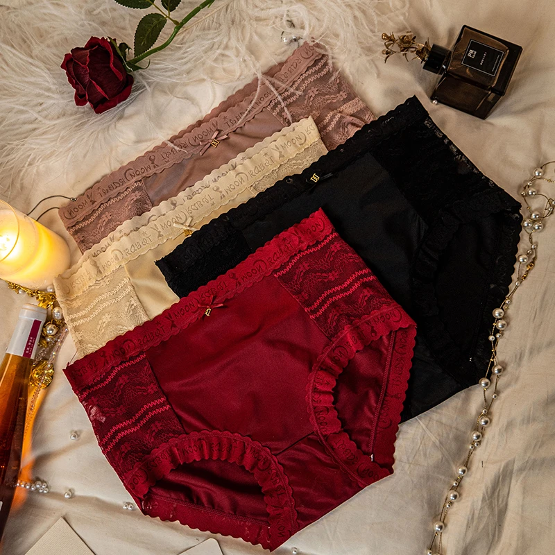 语萱娜【85-220斤】轻奢缎面高级感大码内裤性感女士三角裤4条AX140
