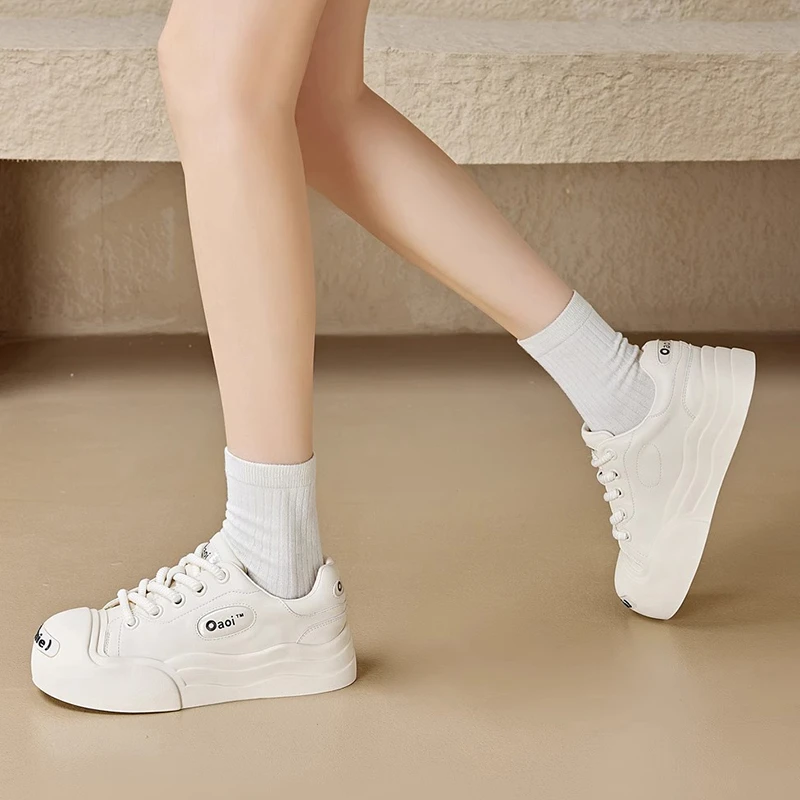 2025春季宠粉福利款小白鞋开口笑平底板鞋休闲鞋S5069