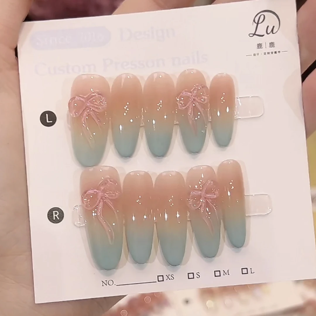 【海盐甜心素甲-孤品微瑕NO退换补】鹿鹿家-纯手工穿戴甲