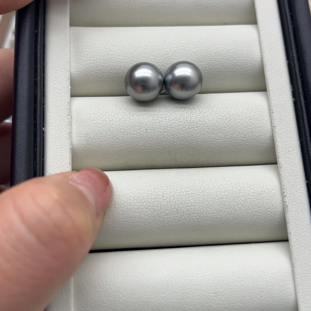 海水珍珠银S925镶嵌耳饰