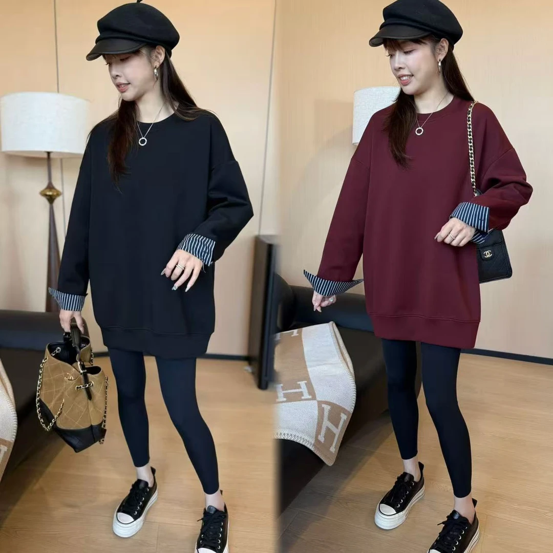 二姐的宝藏秋款上新小众设计慵懒风假两件拼接款百搭卫衣#25326