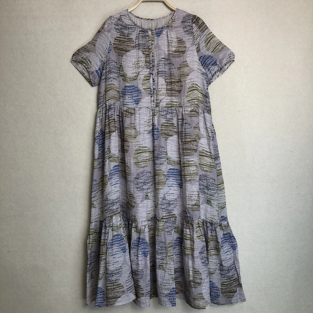 （小气泡）纯苎麻连衣裙25608DL常规夏季中腰简约高腰连衣裙