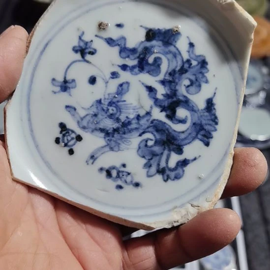 瓷片青花影青杯垫学习标本