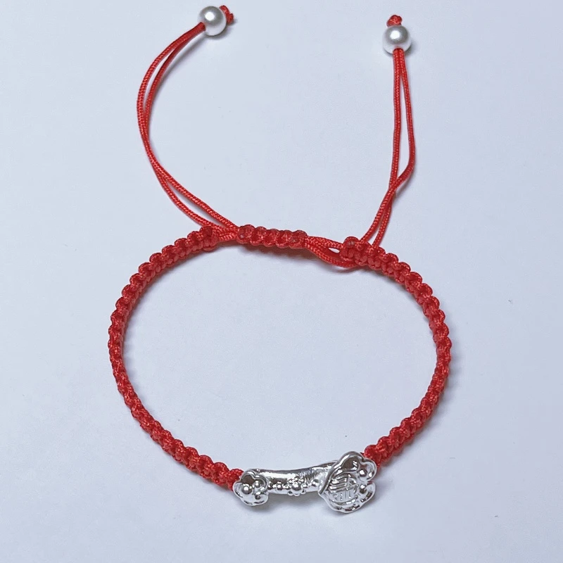 足银手链 足银999.9如意转运珠纯银手绳节日送女友闺蜜宝宝礼物