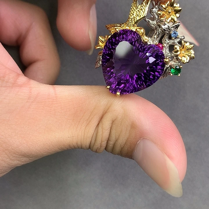 水晶吊坠(不含链)银S925镀金镶嵌