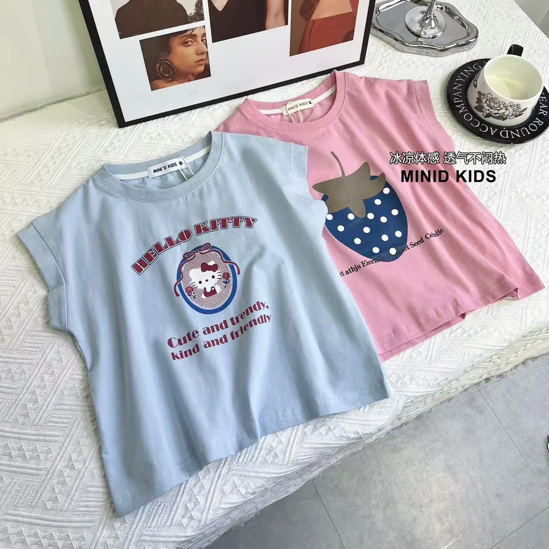 【断码清】女童短袖T恤夏装新款儿童洋气无袖卡通上衣凉感半袖衫