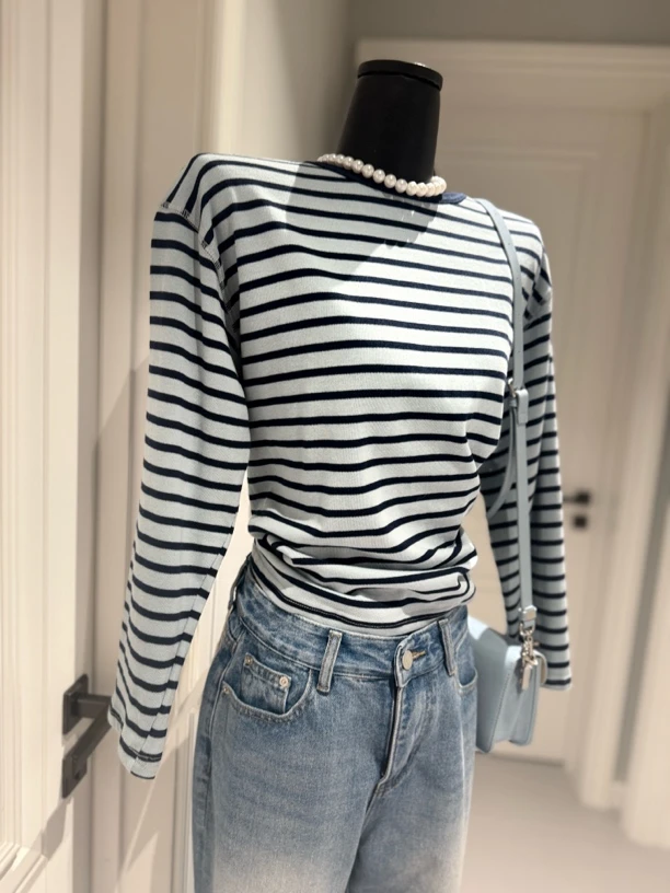 纯棉韩系经典条纹T