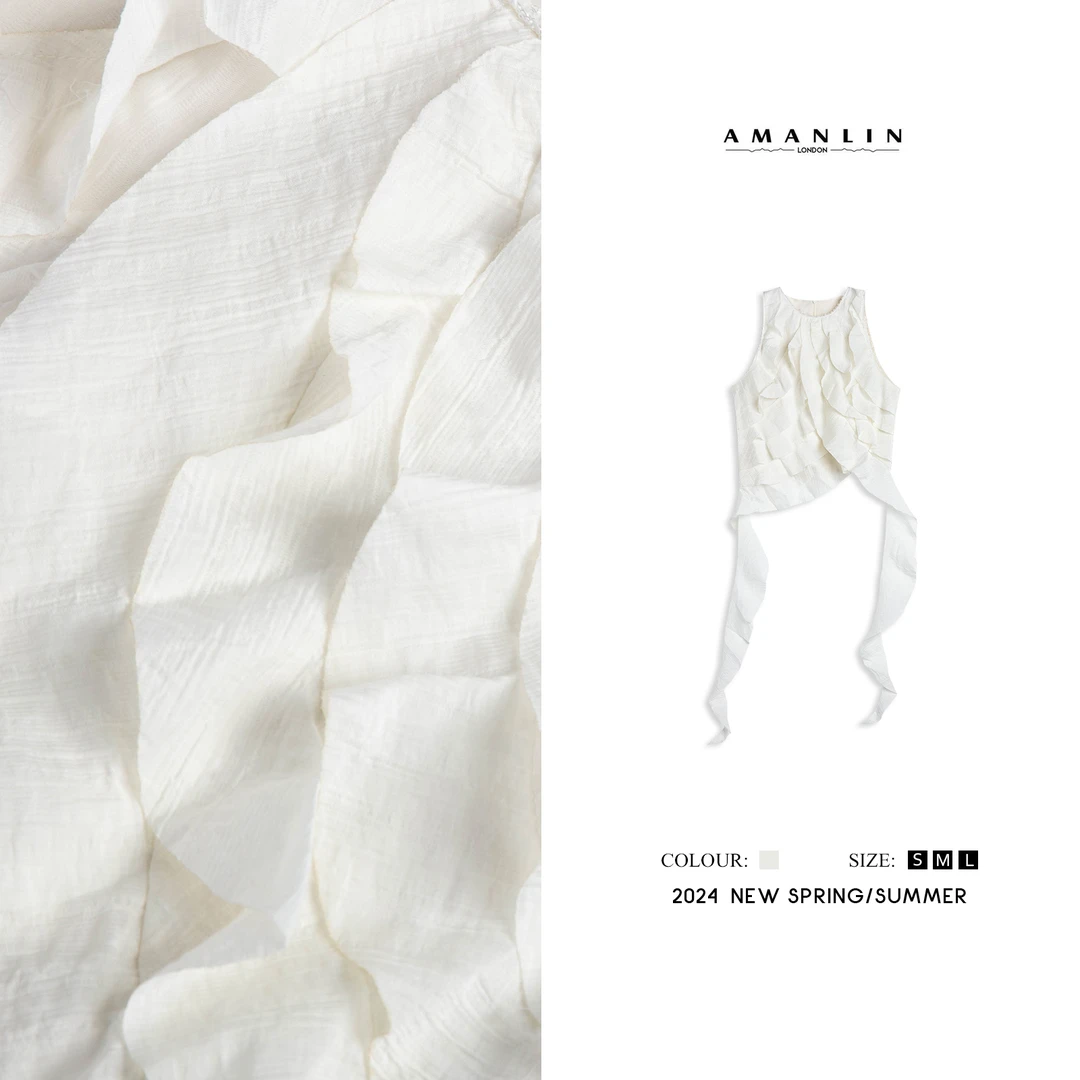 AMANLIN/阿谩琳欧若风春夏不规则法式无袖上衣设计ck00644