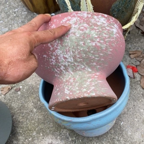 【闪购商品】紫砂花盆高15口20瑕疵一对