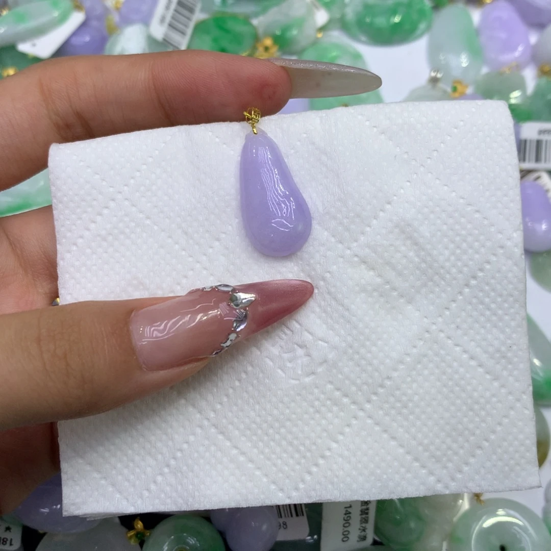 翡翠18K金镶嵌颈饰11111111，平安