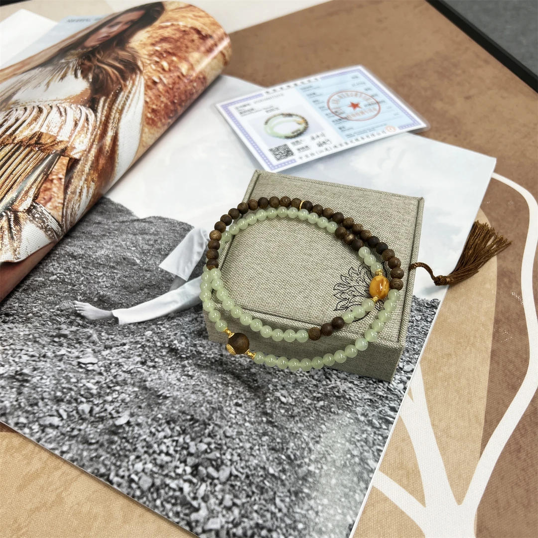 沉香巴黎一站 VIP币入啦！天然海南 绿奇楠沉香+田玉晴水三圈手链