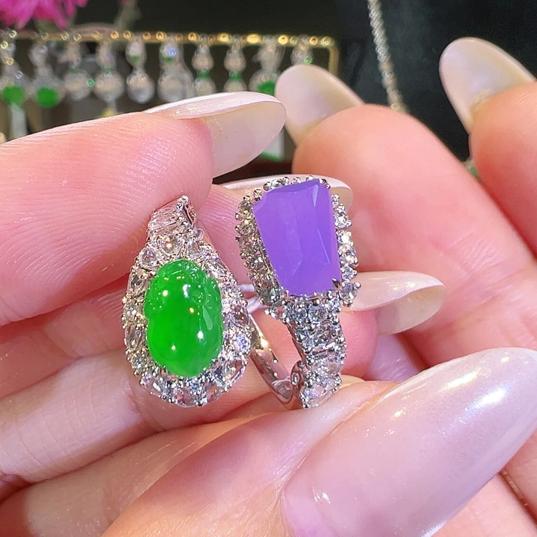 翡翠18K金镶嵌戒指翡翠