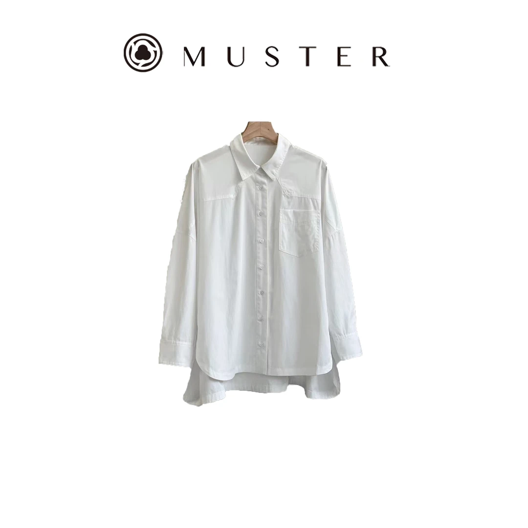 MUSTER2025秋冬经典款通勤法式百搭长袖时尚休闲单口袋白衬衫