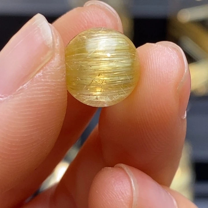珠宝半成品未镶嵌发晶10mm金发晶单珠