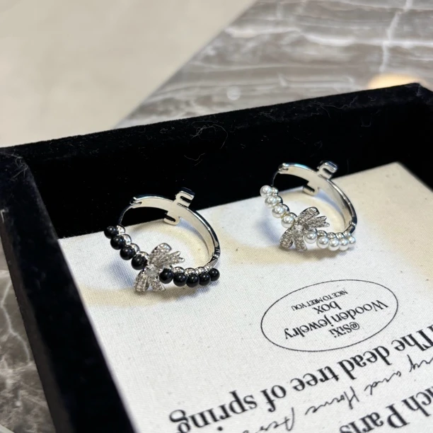 铜合金合成锆石耳饰 ab色蝴蝶结耳环EH3385