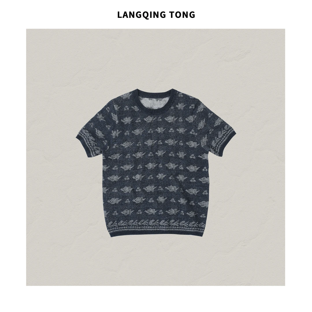 浪清/女装推荐 雅维嫲时尚花色纯棉毛衫44117#