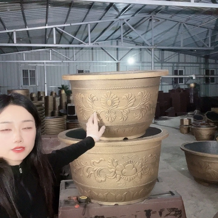 紫砂色圆70花盆6个有孔