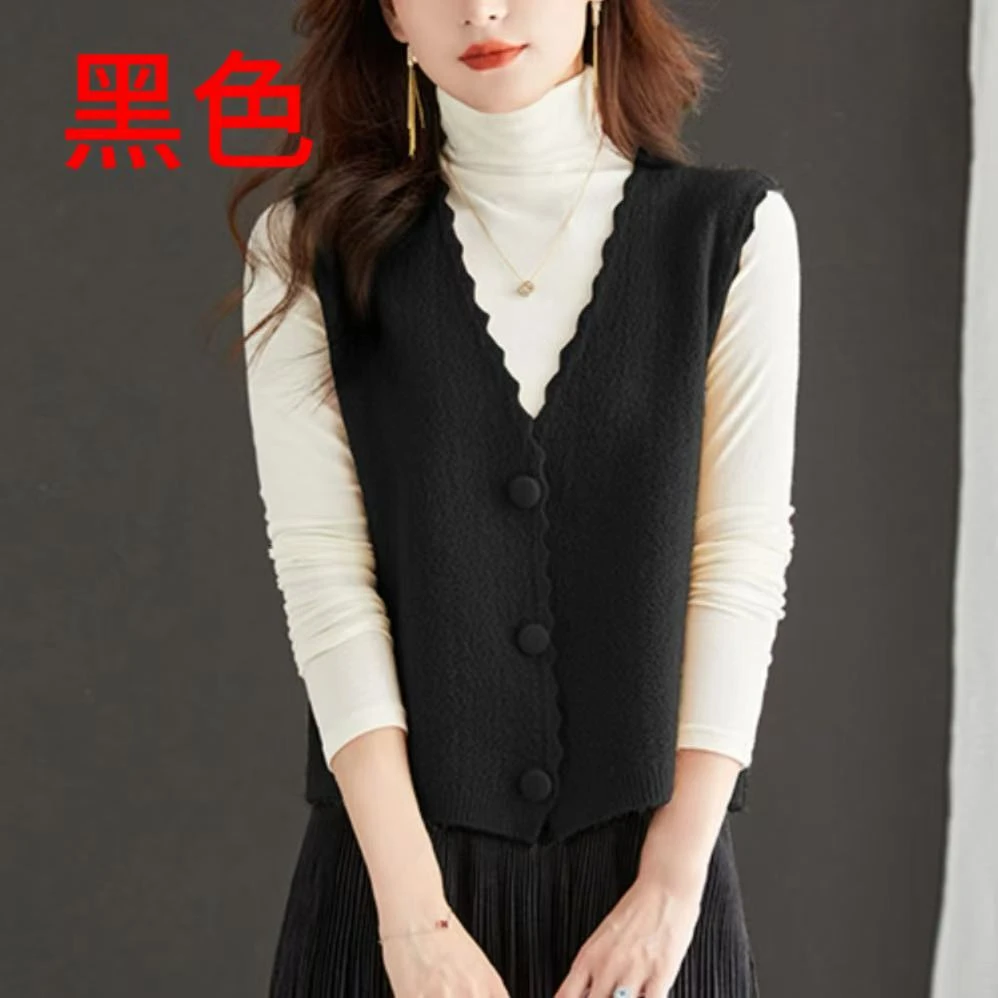 （9532马甲）秋冬针织坎肩背心花边马甲53