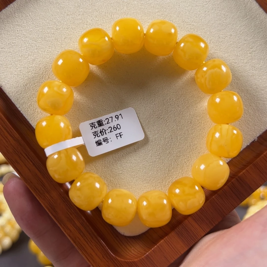 蜜蜡未镶嵌珠宝奇石14.5mm焦皮同料鸡油红浓蜡飘花老型ff