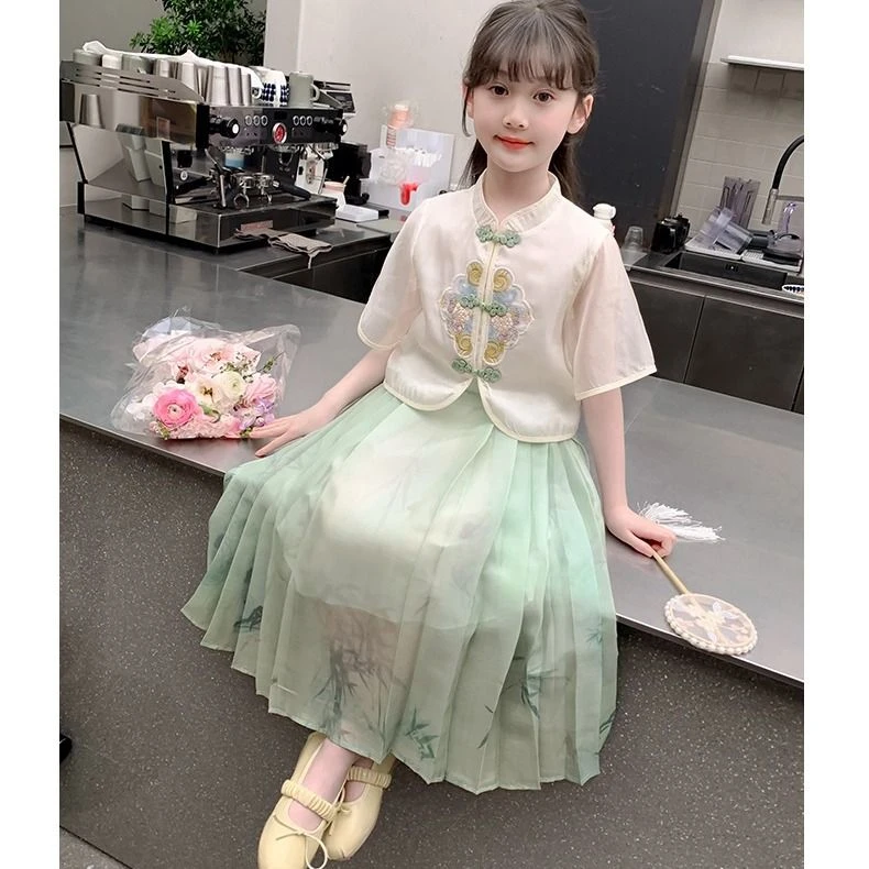 女童汉服裙子夏款套装儿童洋气国风中式马面裙夏季古风连衣裙婴儿